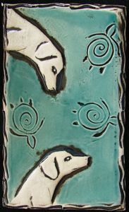 dog and petroglyph tile